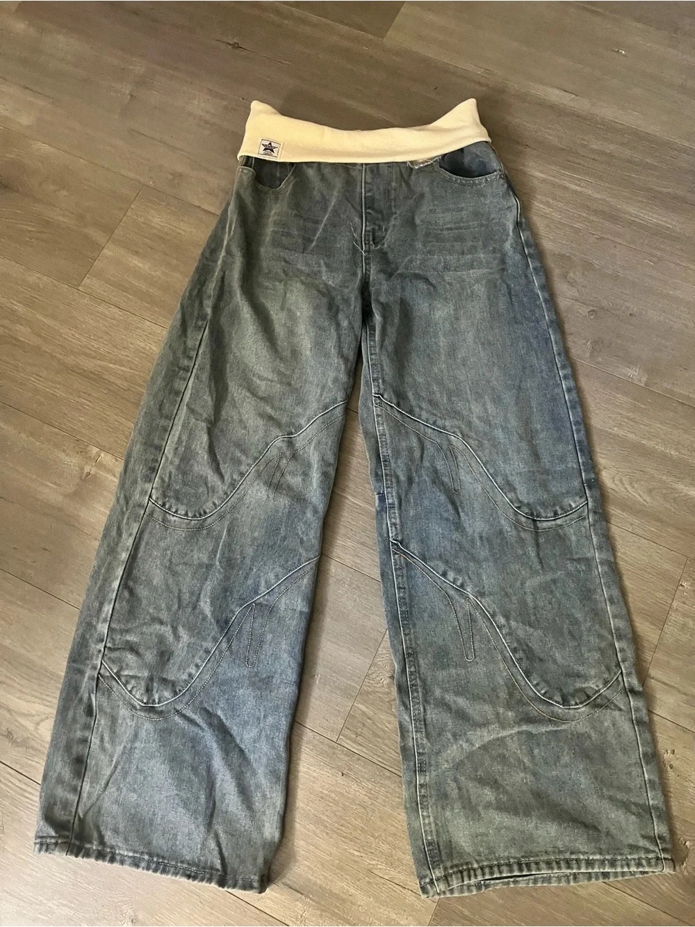 REVICE Light Blue Wide-Leg Flare Jeans